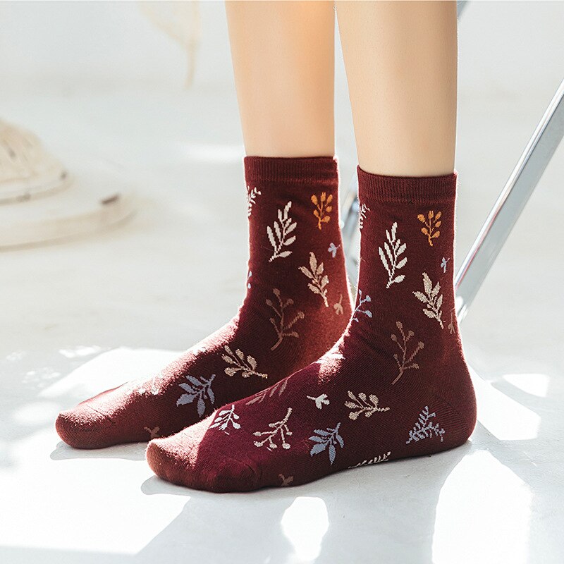 Woman Socks Japanese Style Print Girls Sweet Long Socks Korean Fashion Cotton Soft Harajuku Retro Vintage Streetwear Crew Socks | TageUnlimited