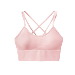 Fashion No Steel Ring Sports Underwear Cross Shoulder Straps Women&#39;s Breasts Shock Proof Cycling Yoga Fitness Gather Bra B53 | TageUnlimited