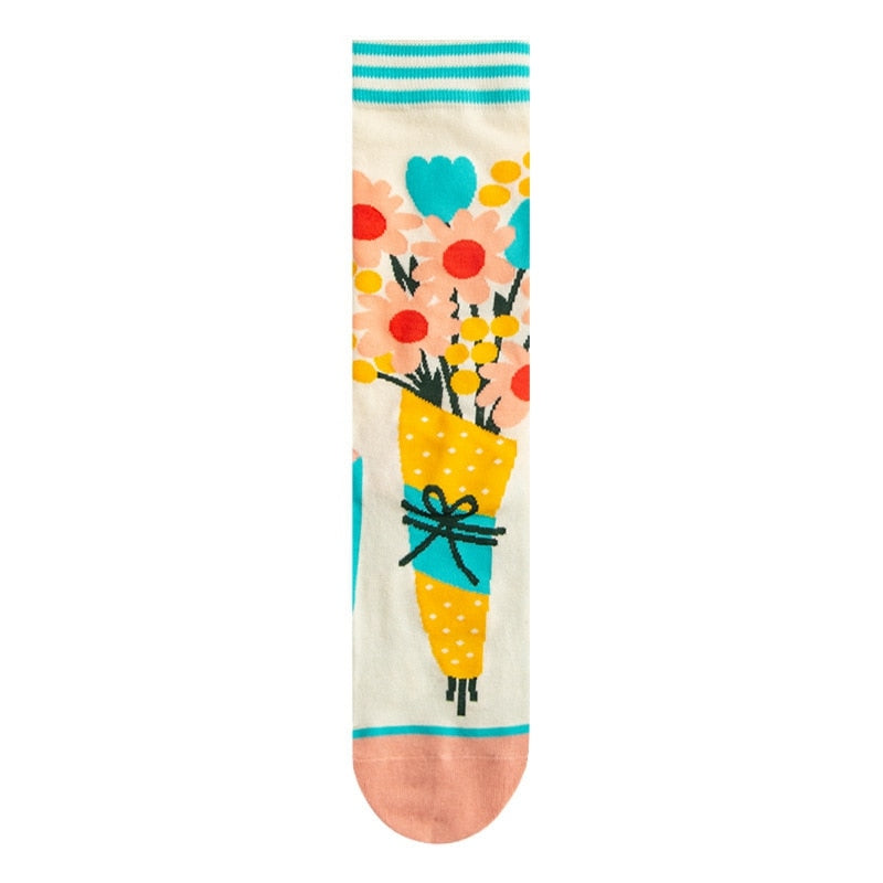 Fashion Colorful Autumn Winter Stocking  Women Socks  Plant Hedgehog Slothsi Cotton Socks Personality Straight Trendy Socks | TageUnlimited