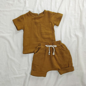 Organic Cotton Baby Clothes Set Summer Casual Tops Shorts For Boys Girls Set Unisex Toddlers 2 Pieces Kids Baby Outifs Clothing | 0 | TageUnlimited
