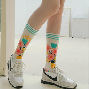 Fashion Colorful Autumn Winter Stocking  Women Socks  Plant Hedgehog Slothsi Cotton Socks Personality Straight Trendy Socks | TageUnlimited