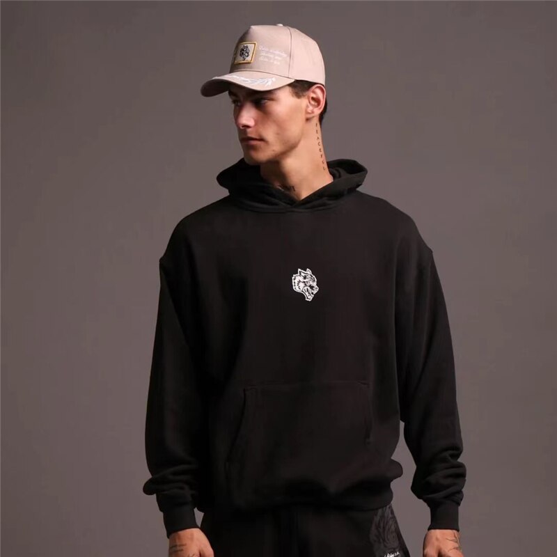 DARC SPORT Mens Thick Fleece Hoodies Unisex Hip Hop Wolf Print Hoodies Classics Thick Velvet Fabrics Hoodies Oversize S-3XL | TageUnlimited