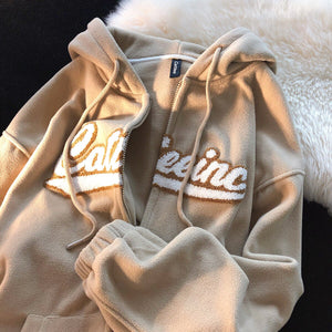 Winter Thick Warm Padded Women's Jackets Lambwool Patchwork Hoodies Solid Color Retro Loose Hooded Sweatshirt Sweater | TageUnlimited