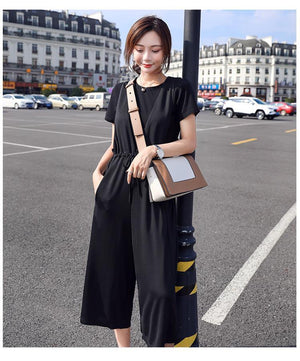 Jumsuits for Women New Stylish Overalls Korean Black Wide Leg Calf Legnth Pants Jump Suits Slim Fashion Outfits | TageUnlimited
