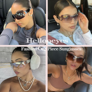 Luxury Punk Sports Sunglasses Women Brand Designer Y2K One Piece Sun Glasses Men Goggle Shades UV400 Five Star Fashion Eyewear | TageUnlimited
