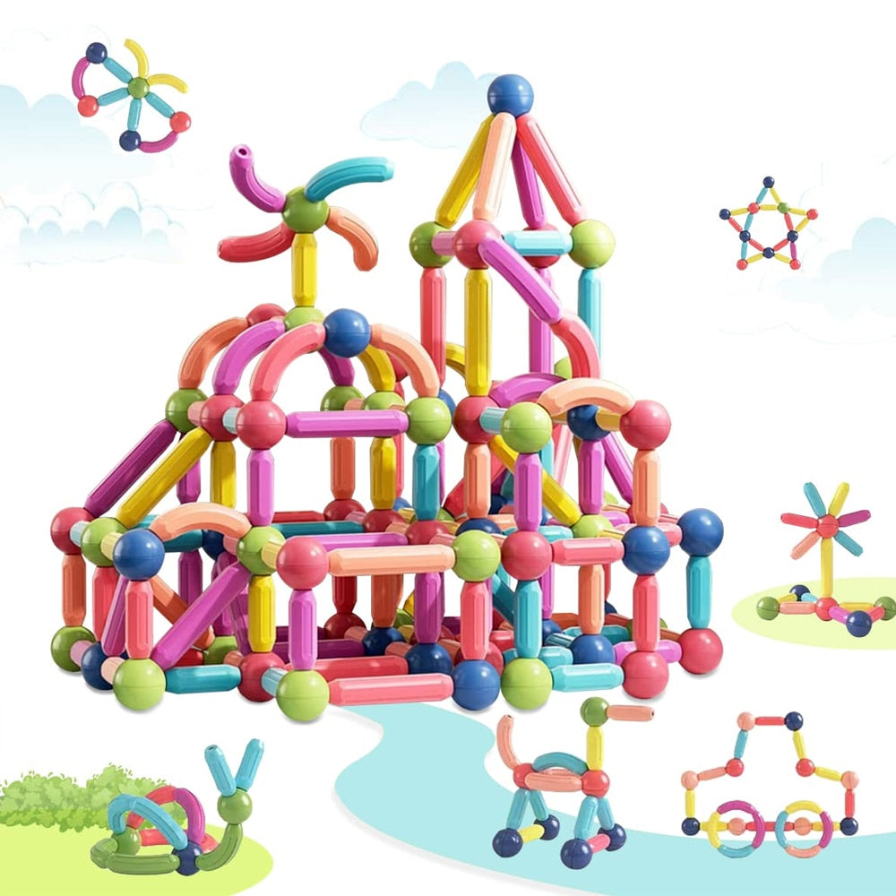 Magic Magnetic Building Blocks Toy Magnetic Construction Set Magnet Ball Sticks Rod Games Montessori Educational Toys For Kids | TageUnlimited