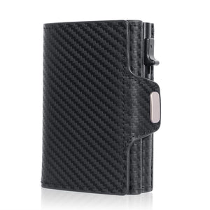 Vintage Crazy Horse Leather Men Wallets Luxury  RFID Protection Mini Metal Wallet  Zipper Coin Pocket  for Men and Women | TageUnlimited