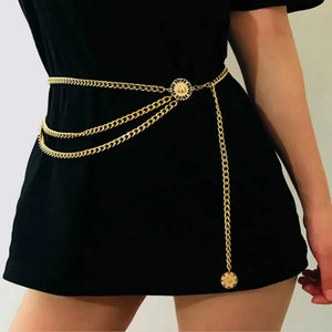 Women Fashion Belt Hip High Waist Gold Silver Narrow Metal Chain Chunky Fringes Crystal Diamond Waist Chain Corset Chain Belt | Women's Belts & Chains | TageUnlimited