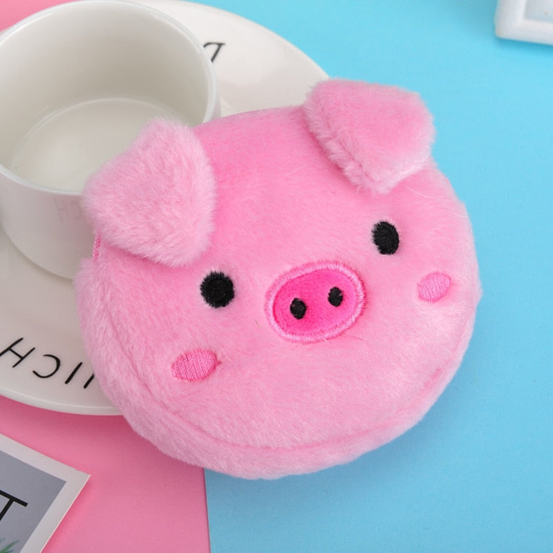 Women's Cartoon Coin Purse Three-dimensional Plush Zipper Headphone Bag Wallet Key Chain. | TageUnlimited