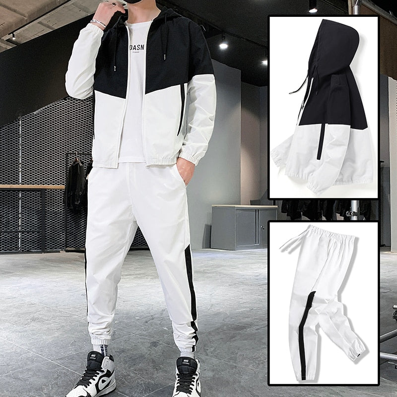 New Hip-hop Suit Male Set Track Suits Sweatsuit Man Tracksuit Mens Sets Pant Zipper Pockets Outwear 2PC Jacket+Pants Sets | TageUnlimited