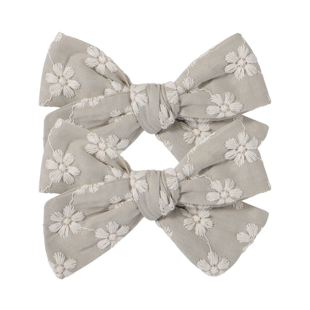 2Pcs/Set Sweet Flower Print Bowknot Hair Clips for Cute Baby Girls Cotton Bows Hairpins Barrettes Headwear Kids Hair Accessories | TageUnlimited