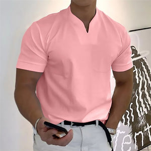 Men's Short-Sleeved Cotton Casual Men's T-shirt V-neck Shirt Male Breathable Polo Shirts S-5XL | TageUnlimited