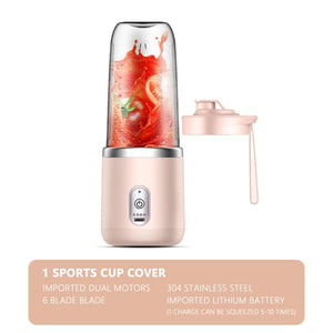 6 Blades Juicer Cup 400ML USB Smoothie Blender Cup Mini Charging Fruit Squeezer Food Mixer Ice Crusher Portable Wireless Juicers | TageUnlimited