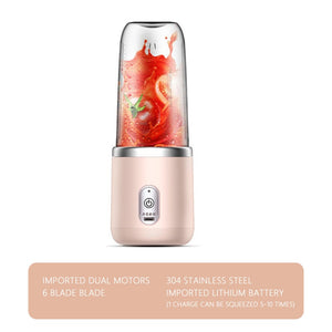 6 Blades Juicer Cup 400ML USB Smoothie Blender Cup Mini Charging Fruit Squeezer Food Mixer Ice Crusher Portable Wireless Juicers | TageUnlimited
