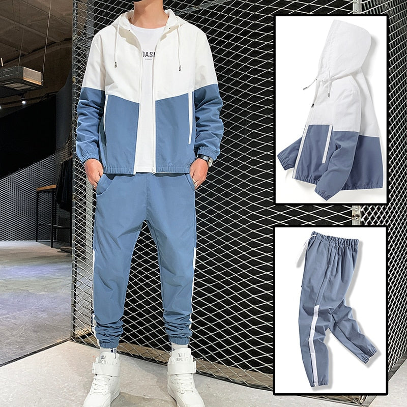 New Hip-hop Suit Male Set Track Suits Sweatsuit Man Tracksuit Mens Sets Pant Zipper Pockets Outwear 2PC Jacket+Pants Sets | TageUnlimited