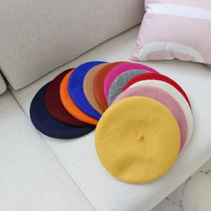 Women Wool Berets French Artist Style Warm Winter Beanie Hat Retro Plain Beret Solid Color Elegant Lady All Matched Autumn Caps