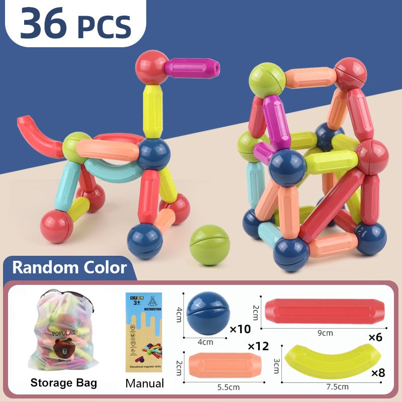 Magic Magnetic Building Blocks Toy Magnetic Construction Set Magnet Ball Sticks Rod Games Montessori Educational Toys For Kids | TageUnlimited