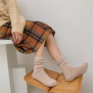 Solid Rabbit Hair Woman Socks Winter Thick Warmer Long Socks Japanese Kawaii Cute Thermal Cashmere Christmas Sock New Year Gifts | TageUnlimited