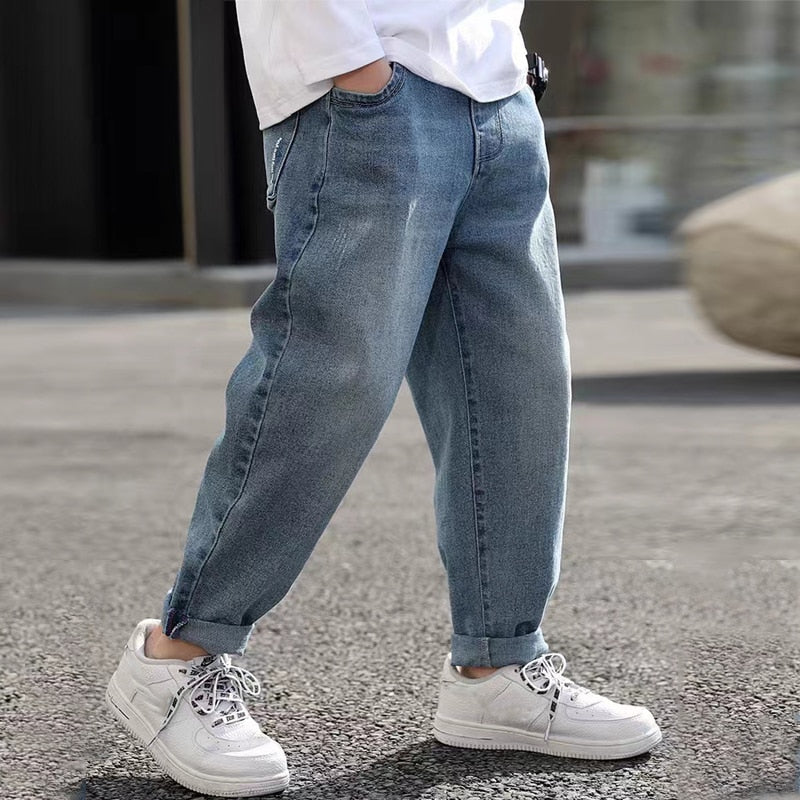 IENENS Boys Jeans Denim Trousers Kids Clothes Children Clothes Spring Young Boy Straight Cowboy Trousers Casual Pants 4-11 Years | TageUnlimited