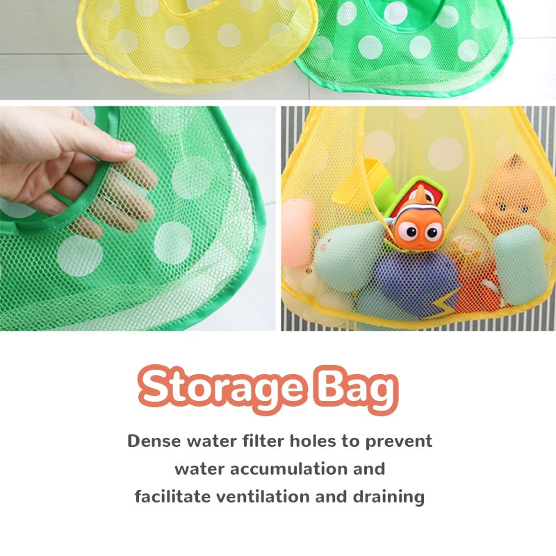 Baby Bath Toys Cute Duck Frog Mesh Net Toy Storage Bag Strong Suction Cups Bath Game Bag Bathroom Organizer Water Toys for Kids | TageUnlimited