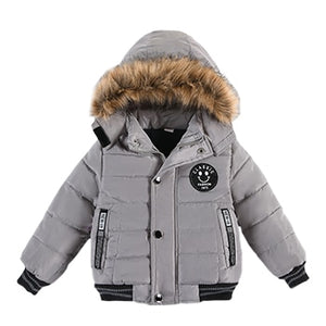 2-6 Years Autumn Winter Boys Jacket Warm Fur Collar Fashion Baby Girls Coat Hooded Zipper Outerwear Birthday Gift Kids Clothes | TageUnlimited