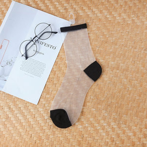 Sexy Lace Women Socks Summer Ultra-thin Transparent Mesh Fishnet Short Socks Harajuku Casual Breathable Black White Crew Socks | TageUnlimited