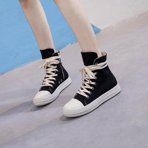 Fashion Women Black Sneakers  Chaussure Femme Women Sneakers Zipper Canvas Casual Shoes Woman Spring Ladies Shoe | TageUnlimited