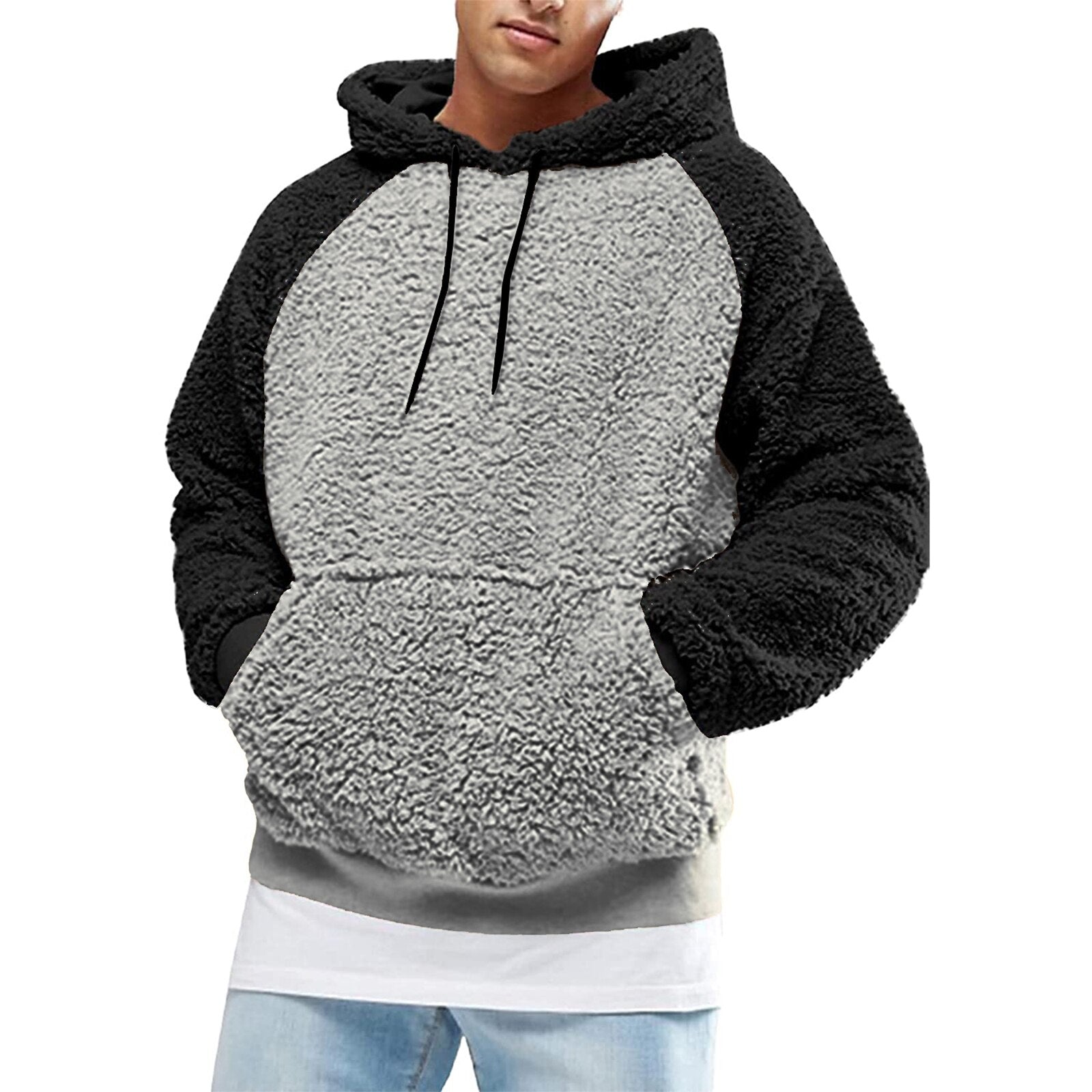 New Autumn and Winter Warm Men´s Wool Hooded Sweatshirts Letter Print Hooded Pullover Kangaroo Pocket Hooded Fleece Sweatshirts | TageUnlimited