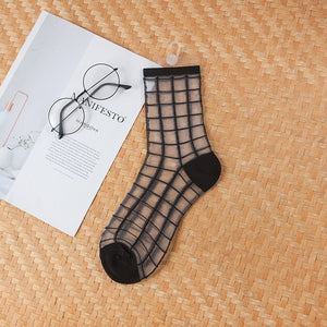 Sexy Lace Women Socks Summer Ultra-thin Transparent Mesh Fishnet Short Socks Harajuku Casual Breathable Black White Crew Socks | TageUnlimited