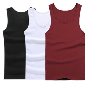 Hot Sale 3pcs / 100% Cotton Mens Sleeveless Tank Top Solid Muscle Vest Undershirts O-neck Gymclothing Tees Whorl Tops | TageUnlimited