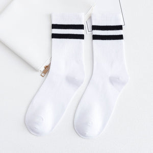 Solid Striped Black White Short Socks for Woman Harajuku Hip Hop Skateboard Crew Socks Cotton Casual Unisex Men/Women&#39;s Socks | TageUnlimited