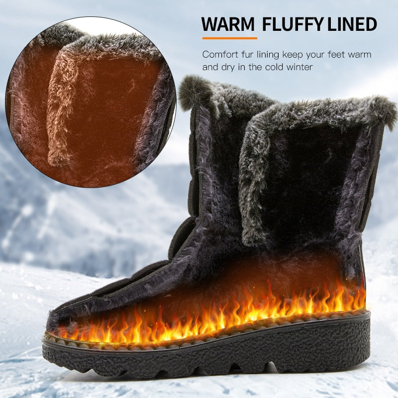 Waterproof Winter Boots for Women  New Faux Fur Long Plush Snow Boots Woman Platform Ankle Boots Warm Cotton Couples Shoes | TageUnlimited