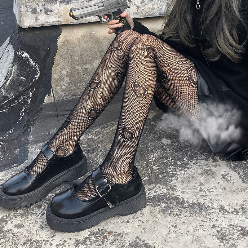 Sexy Black Silk Pantyhose Letter Bow Women's Large Size Temptation Hollow Perspective Fishnet Bottoming Socks Lolita  nylon | TageUnlimited