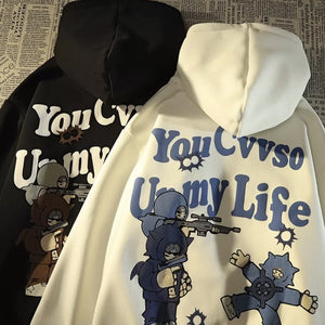 American retro hiphop sweater letter anime hoodie men and women lovers on high street streetwear y2k women vibe oversized hoodie | 0 | TageUnlimited