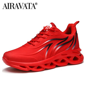 Men Flame Printed Sneakers Flying Weave Sports Shoes Comfortable Running Shoes Outdoor Men Athletic Shoes | TageUnlimited
