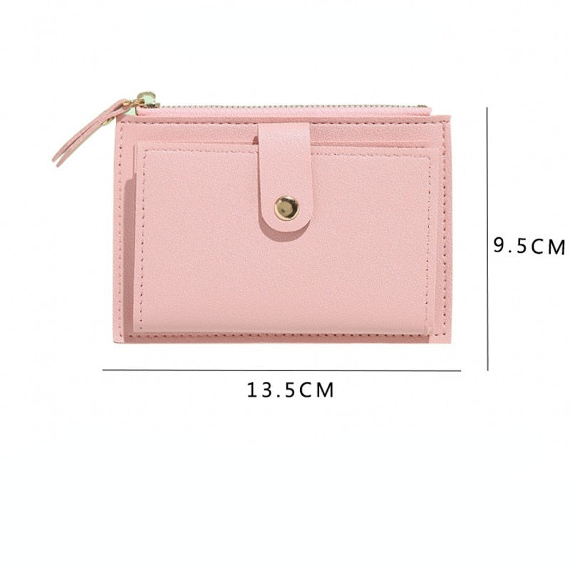 Fashion Women Wallets Leather Female Purse Mini Hasp Solid Multi-Cards Holder Coin Short Wallets Slim Small Wallet Zipper Hasp | TageUnlimited