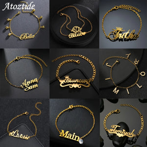 Custom Name Anklet Personalized Thick Leg Chain Letter Jewelry for Women Stainless Steel 18cm Charms Customized Gift | Women's Anklets | TageUnlimited