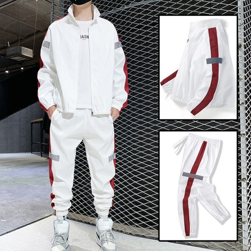 New Hip-hop Suit Male Set Track Suits Sweatsuit Man Tracksuit Mens Sets Pant Zipper Pockets Outwear 2PC Jacket+Pants Sets | TageUnlimited