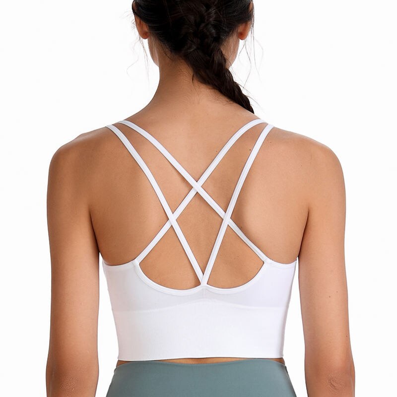 Fashion No Steel Ring Sports Underwear Cross Shoulder Straps Women&#39;s Breasts Shock Proof Cycling Yoga Fitness Gather Bra B53 | TageUnlimited