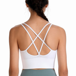 Fashion No Steel Ring Sports Underwear Cross Shoulder Straps Women&#39;s Breasts Shock Proof Cycling Yoga Fitness Gather Bra B53 | TageUnlimited