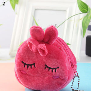 Women's Cartoon Coin Purse Three-dimensional Plush Zipper Headphone Bag Wallet Key Chain. | TageUnlimited