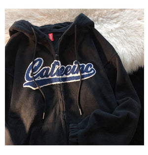 Winter Thick Warm Padded Women's Jackets Lambwool Patchwork Hoodies Solid Color Retro Loose Hooded Sweatshirt Sweater | TageUnlimited