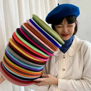 Women Wool Berets French Artist Style Warm Winter Beanie Hat Retro Plain Beret Solid Color Elegant Lady All Matched Autumn Caps | TageUnlimited