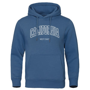 U.S.A California west coast Street Print Male Hoodie Fashion Loose Clothing Fleece Warm Sweatshirt O-Neck Pollover Hoody For Men | TageUnlimited