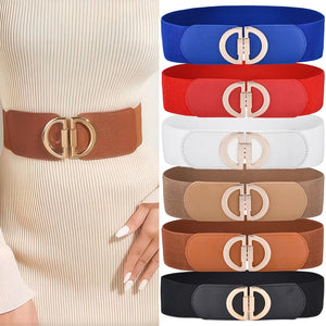Women Skinny Elastic Belt Ladies Fashion Alloy Buckle Plus Size Stretchy Wide Waist Belt for Dresses | Women's Belts & Chains | TageUnlimited