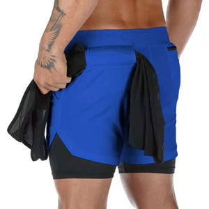 Outdoor Camo Running Shorts 2 In 1 Double-Deck Quick Dry Fitnes Jogging Workout Men Sports Short Pants Easy To Carry Sweat Towel | TageUnlimited