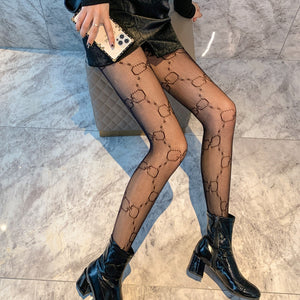 Sexy Black Silk Pantyhose Letter Bow Women's Large Size Temptation Hollow Perspective Fishnet Bottoming Socks Lolita  nylon | TageUnlimited