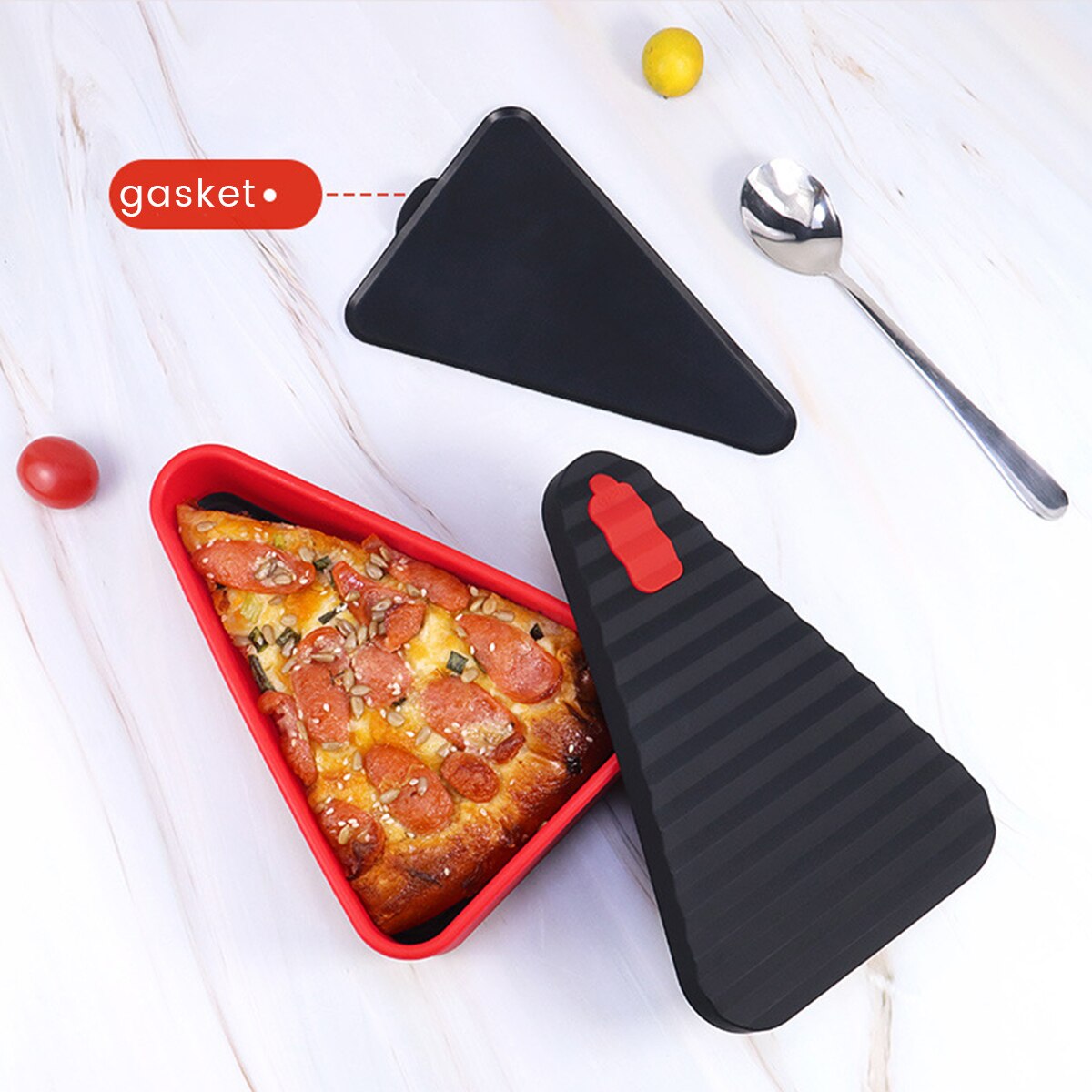 Reusable Silicone Pizza Pack Box Triangular Pizza Storage Container Sandwich Dessert Cake Microwave Lunch Box Kids Bento Box | 0 | TageUnlimited