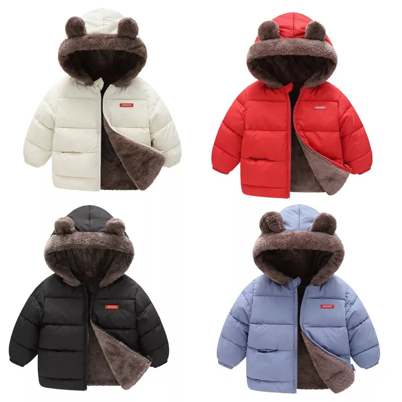 Baby Hooded Cotton Outerwear New Children's Thick Fleece Coat Cashmere Padded Jackets Boys Girls Warm Coats 1-5Y | TageUnlimited
