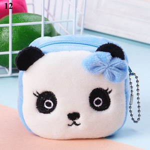 Women's Cartoon Coin Purse Three-dimensional Plush Zipper Headphone Bag Wallet Key Chain. | TageUnlimited